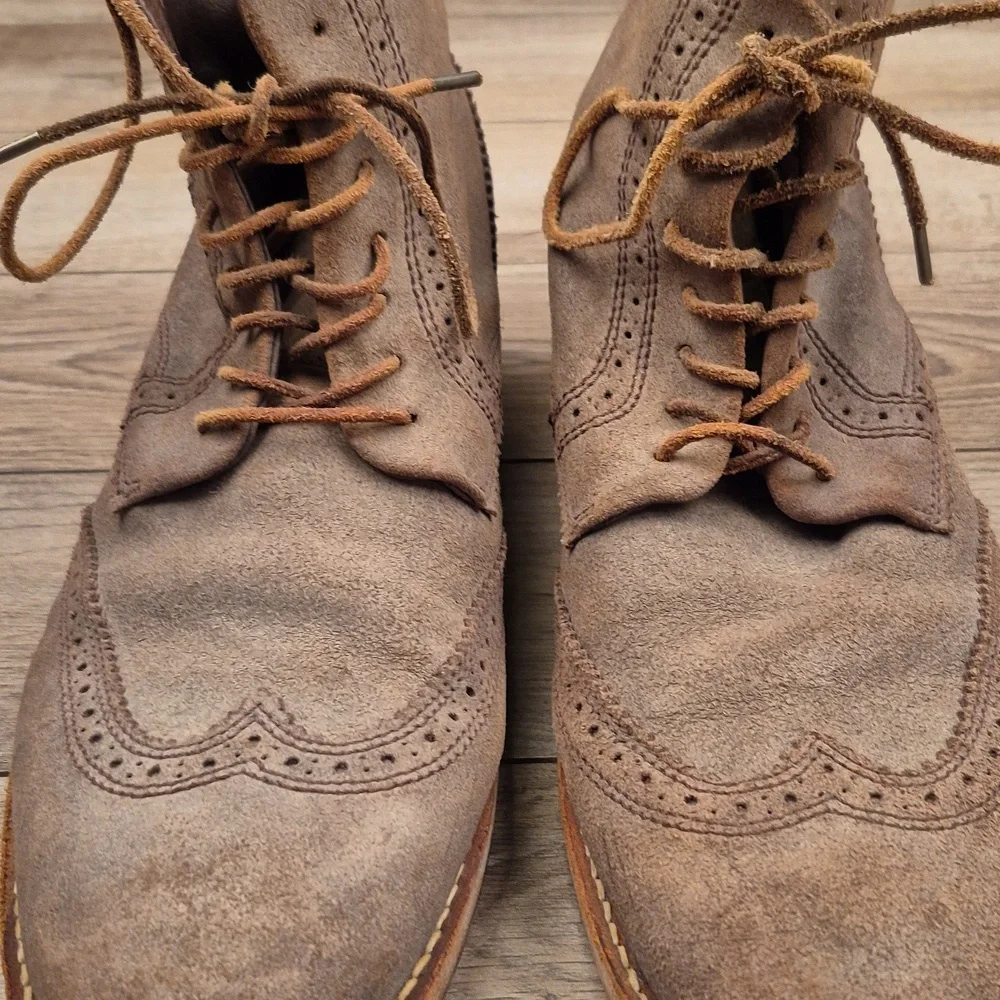 All Saints Brown Suede Brogue Lace-Up Boots